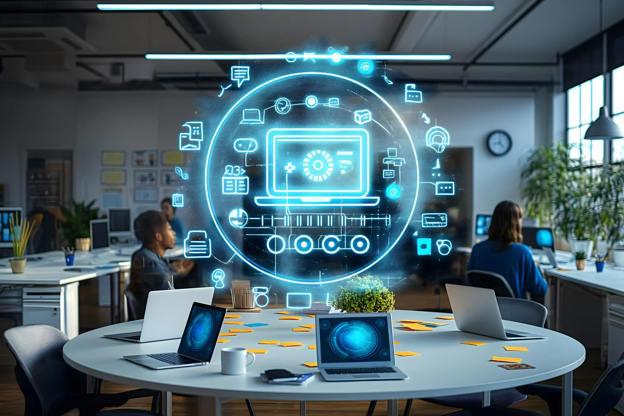 Imagem de um dashboard digital num escritório, simbolizando a automação de processos na nova jornada de 40 horas.