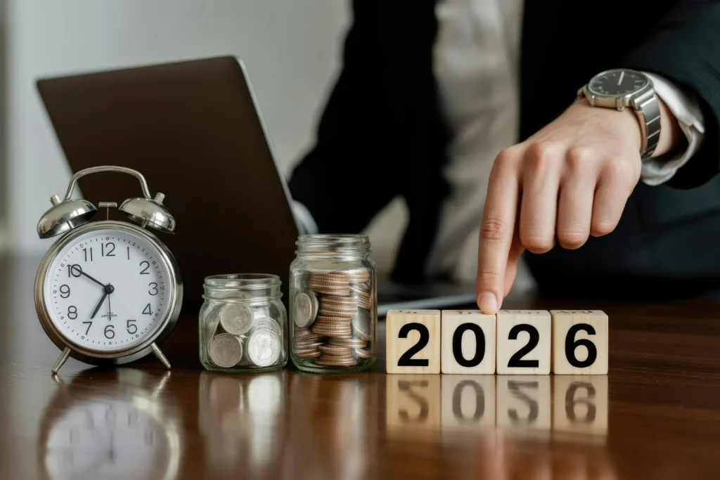 Imagem de um contador trabalhando em sua mesa, apontando para dados que simbolizam a Reforma Tributária 2026.