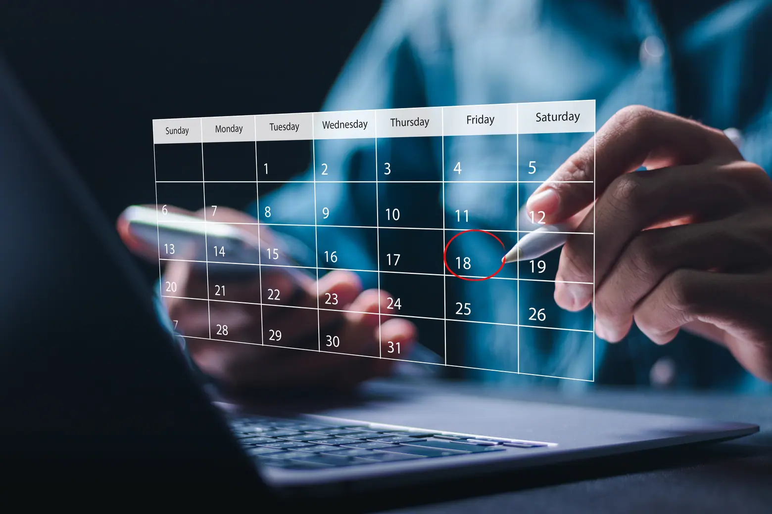 Imagem ilustrativa de um trabalhador destacando um dia de descanso no calendário, simbolizando o fim da escala 6x1.